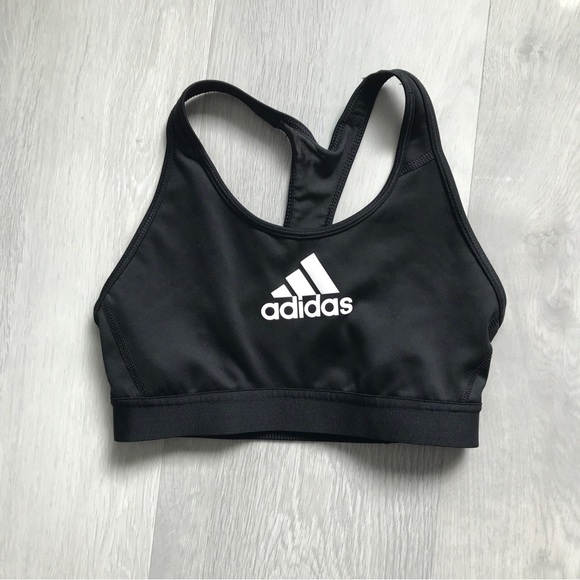 adidas Other - ADIDAS SPORTS BRA BLACK RACERBACK LOGO FIRM SUPPORT WOMENS SMALL